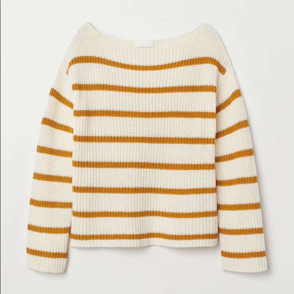 H&M Cream and Orange Striped Sweater